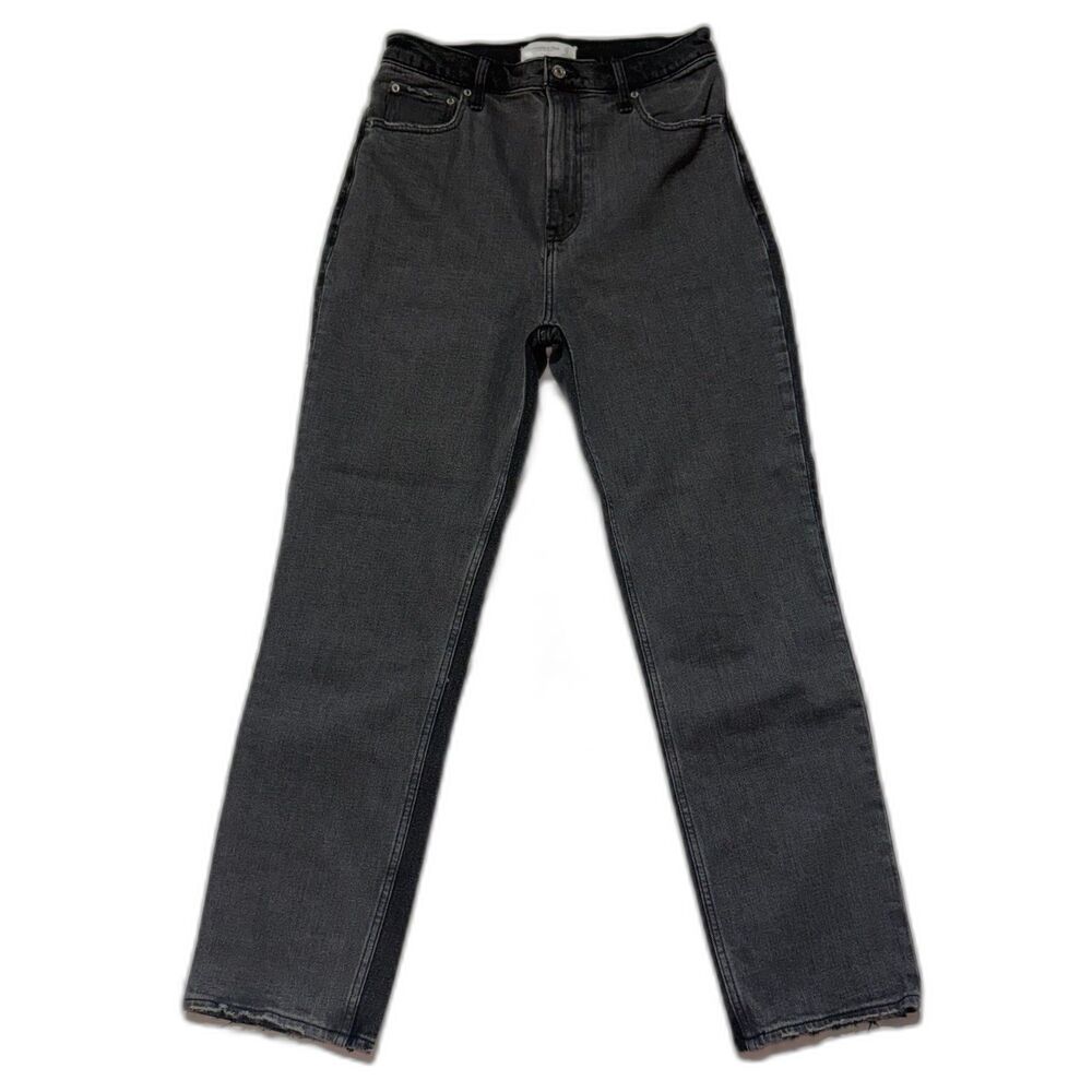 Abercrombie 90s Ultra High Rise Straight Jeans Black 29/8 Distressed 27 Waist